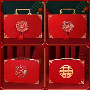 结婚礼金箱订婚彩礼盒提亲红色喜庆喜金葱礼聘金礼盒套餐空盒