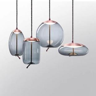 北欧后现代餐厅橱窗吧台床头时尚 麻绳玻璃吊灯组合灯具 创意个性