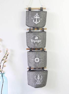 热卖杂货四件套灰色储物壁挂小麻袋墙壁装饰挂袋杂物收纳0468