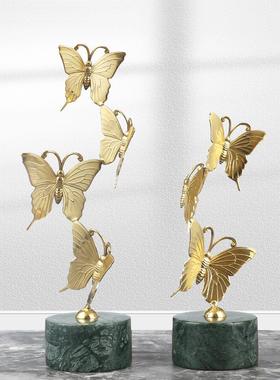 蝴蝶装饰摆件创意现代办公室桌面摆件家居装饰电视柜黄铜工艺摆件
