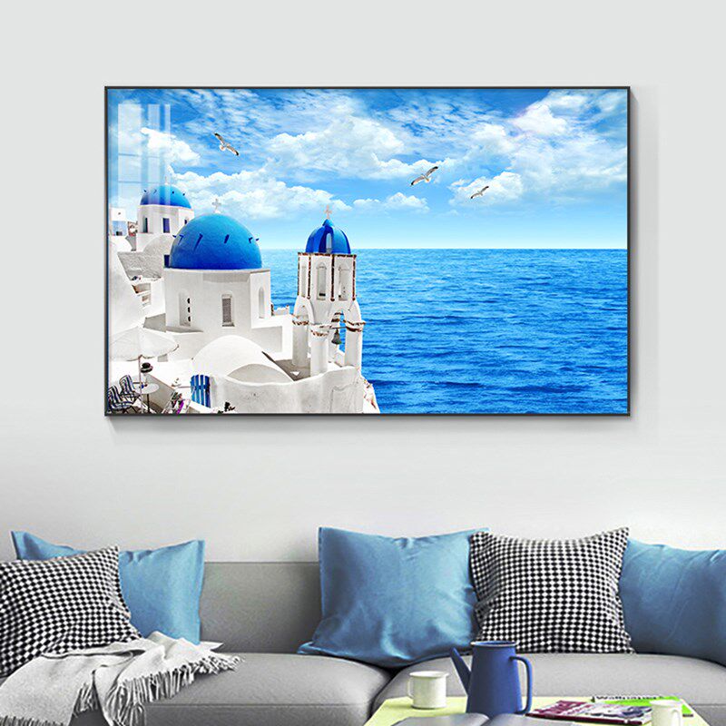 地中海风景圣托里尼浪漫爱情海装饰画客厅餐厅卧室挂画床头墙壁画