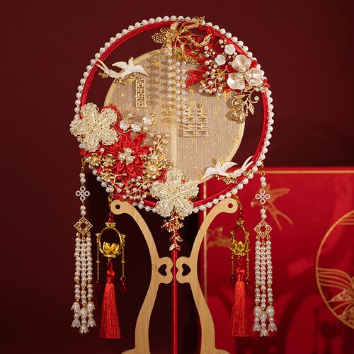 团扇新娘结婚diy材料包手工中式婚礼秀禾扇古风仙气高级喜扇成品