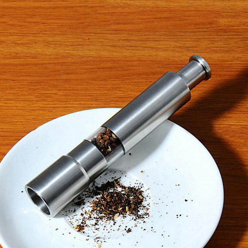 按压不锈钢胡椒海盐研磨瓶手动胡椒花椒香料研磨器烧烤胡椒瓶撒粉