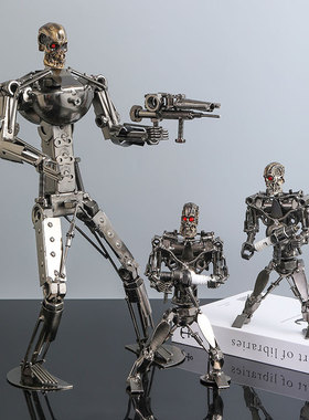 终结者机器人摆件金属铁血战士机甲魔兽装饰品男孩桌面电视柜摆设