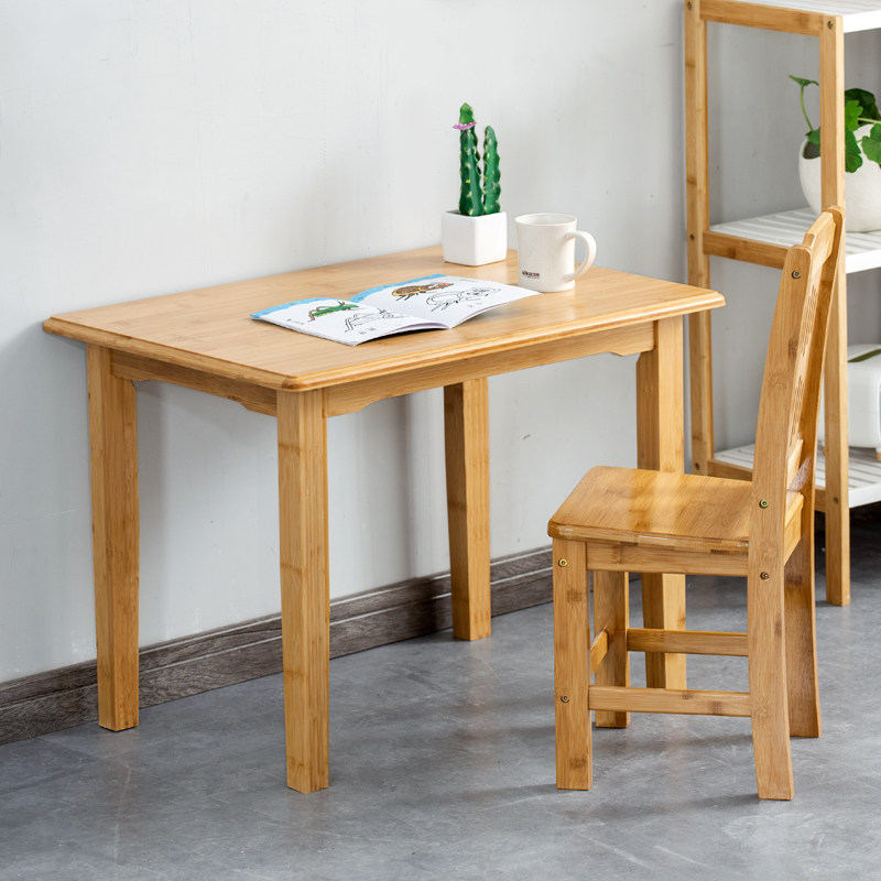 电脑桌台式家用小桌子楠竹餐桌吃饭桌实木长方形儿童学习写字书桌