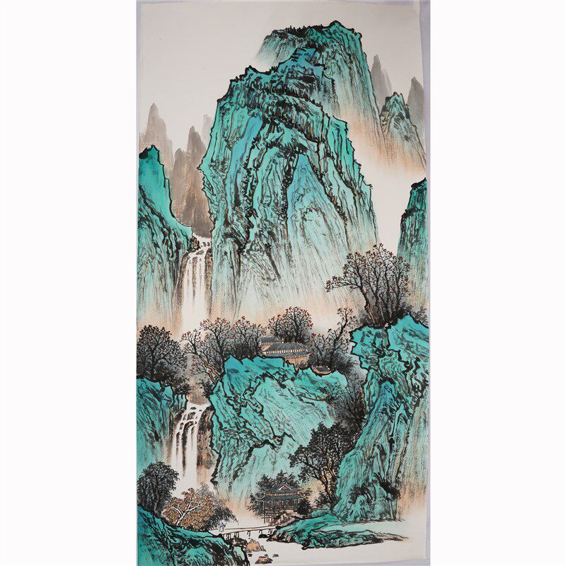 四尺不题字国画纯手绘山水画写意无款画玄关挂画中堂不题款00539