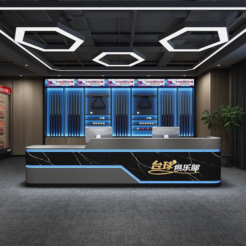 健身房电竞网咖会所前台接待台酒吧吧台桌复古工业风台球厅收银台