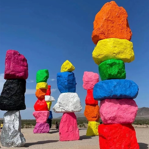 彩色石头泡沫道具雕塑泡雕假山定制美陈装饰造景落地雕塑摆件橱窗