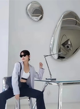 室内不锈钢鹅卵石水滴创意挂件家居酒店壁饰美陈金属镜面雕塑摆件