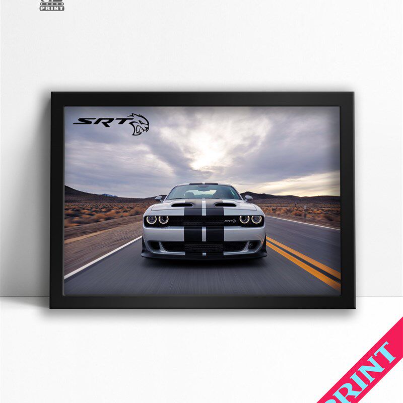 道奇SRT挑战者challenger地狱猫恶魔实木框客厅卧室海报装饰挂画