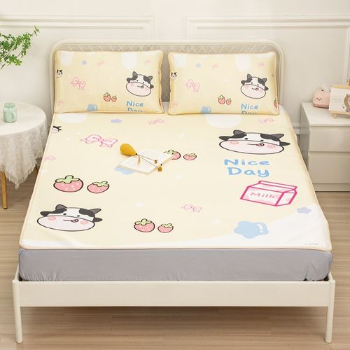 牛牛可爱少女学生凉席三件套夏季冰丝席单人宿舍可水洗机洗可折叠