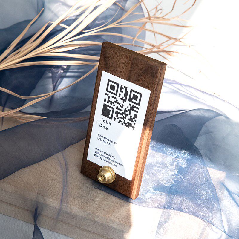 古北南林胡桃木创意名片夹二维码扫码底座桌面照片夹标签名片夹