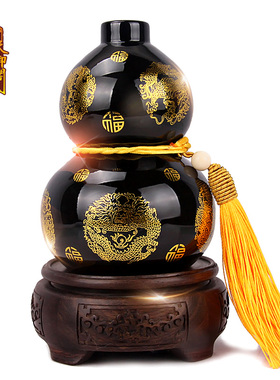 泰山墨玉葫芦摆件天然玉石雕刻招财客厅办公室装饰品乔迁开业礼品