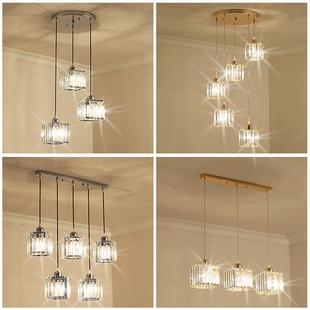 餐厅吊灯 led三头简约现代水晶灯北欧楼梯长吊灯创意大气客厅灯具