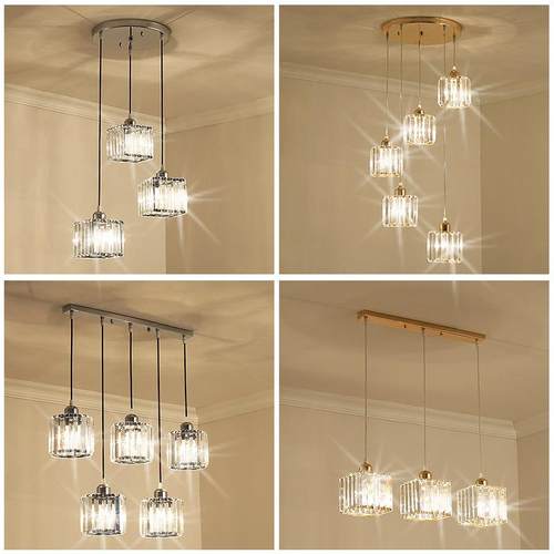 餐厅吊灯 led三头简约现代水晶灯北欧楼梯长吊灯创意大气客厅灯具