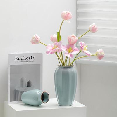 蜀门新中式汝窑宋代美学陶瓷装饰干花水培花瓶客厅玄关插花摆件