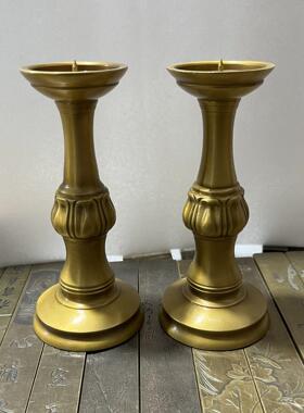 仿古做旧古玩 古董收藏品铜莲花炉供器一套客厅铜摆件金属工艺品