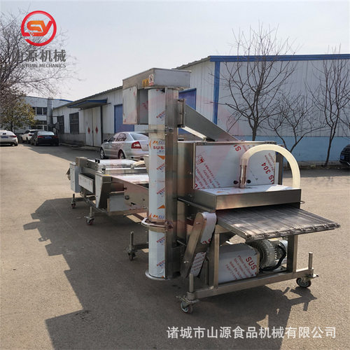 商用鸡排上糠机 全自动上粘下洒式裹糠设备 小型肉饼上糠机器