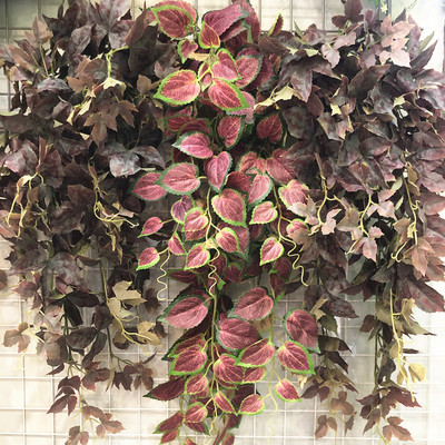 仿真秋色藤蔓把束常春藤壁挂枫叶挂藤绿植装饰垂吊墙上爬藤造景