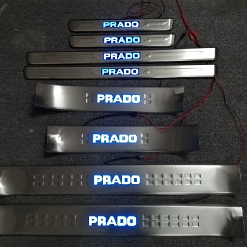 10-19款霸道普拉多迎宾灯踏板门槛条霸道车门装饰防护板LED脚踏板
