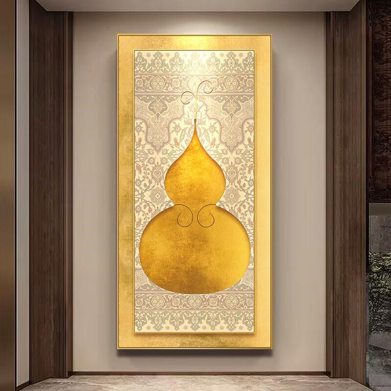 东南亚金葫芦入户玄关装饰画如意金福禄招财灯画寓意好正对门挂画