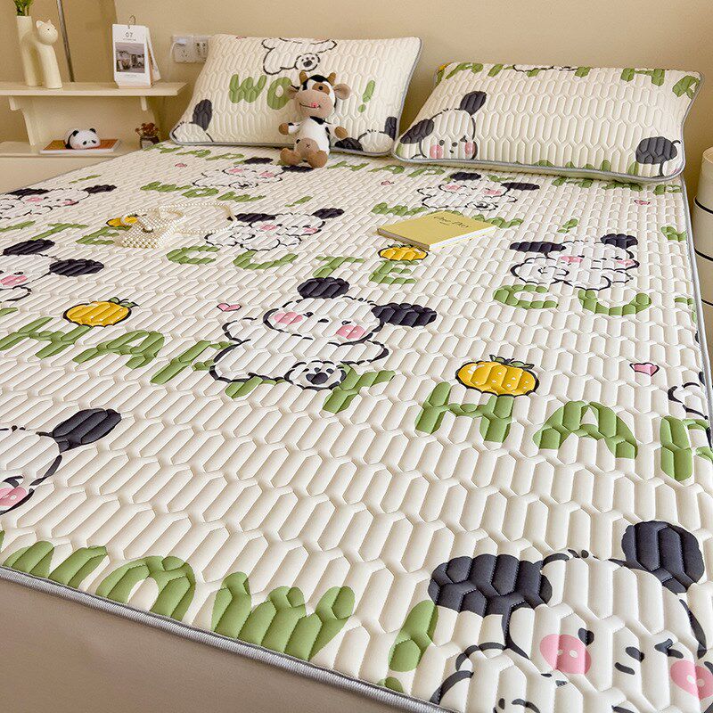 夏季冰丝乳胶凉席三件套可水洗学生宿舍凉垫床单人空调软席子