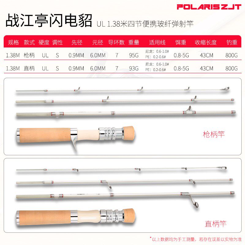 战江亭闪电貂四节便携马口竿玻纤UL超软弹射竿溪流微物路亚竿套装