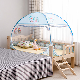 蒙古包卡通宽70 1m三门小蚊帐 儿童床免安装