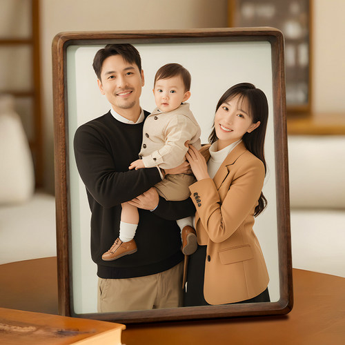 全家福相框摆台实木高级感定制婚纱照制作洗照片加打印装裱相册框