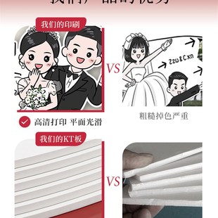 订婚宴婚礼迎宾牌kt板指引牌结婚人形立牌定制出阁宴指示手绘卡通