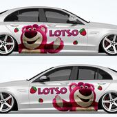 草莓熊汽车车贴可爱卡通改装 饰车贴画 贴纸车身两侧拉花划痕遮挡装