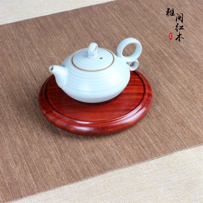 红木圆形瓷器花瓶紫砂壶摆件底座木垫花梨木瘿木干泡盘实木茶盘托