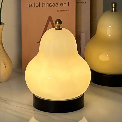 中古法式奶油梨子台灯卧室床头书房客厅充电触摸便携氛围感小夜灯