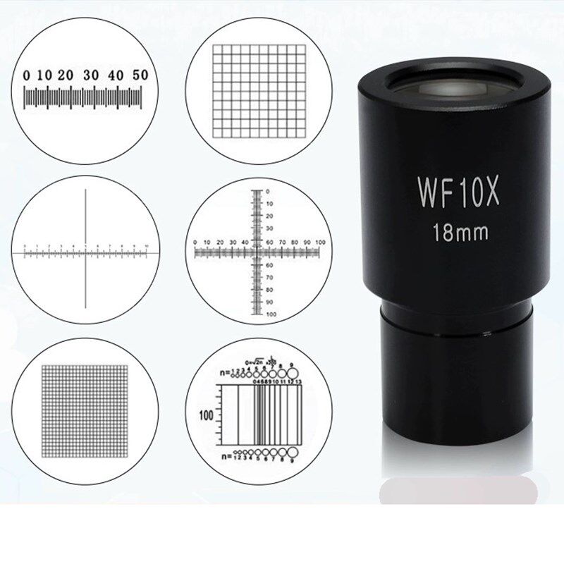 生物显微镜广角分划板目镜10X/18大视场带测微尺通用标准口23.2mm