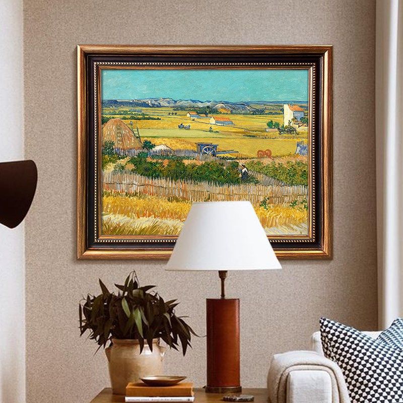 梵高丰收油画布打印挂画装饰画定制客厅卧室玄关壁画油画框外框,家居饰品,相框/画框,淘宝优惠券,粉丝福利购,淘宝优惠卷