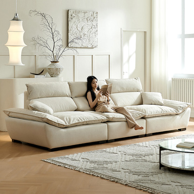 baxter可调节移动大坐深帆船沙发客厅高靠背直排奶油风猫抓布沙发