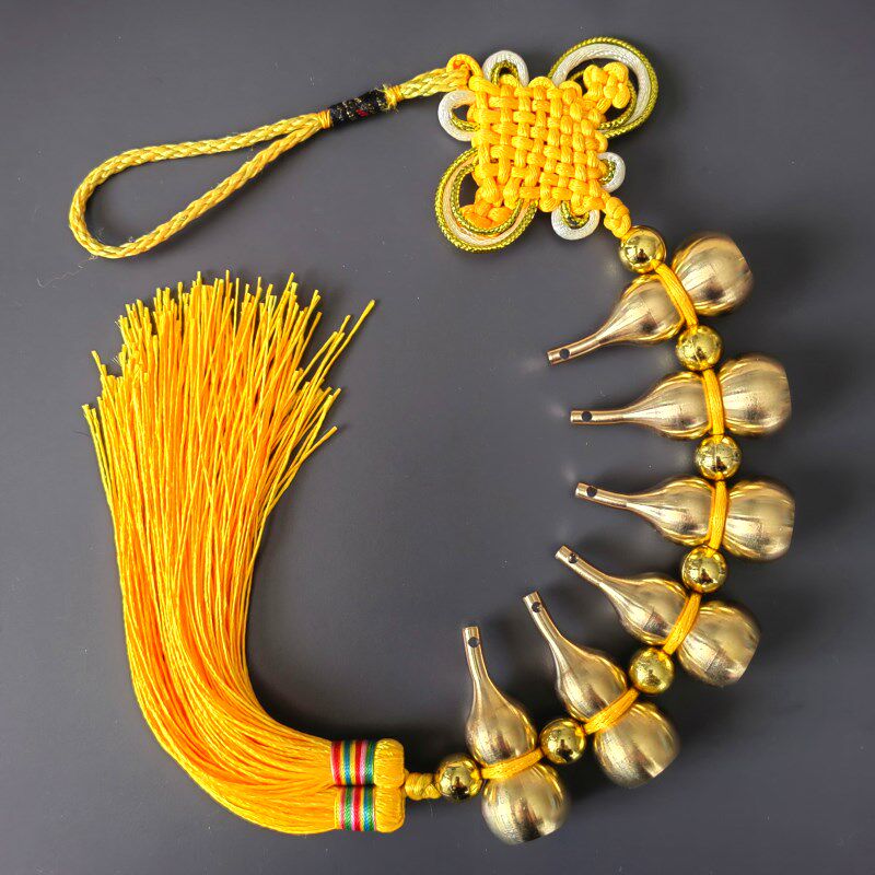 纯黄铜五六八个葫芦串铜葫芦底部可打开化门对门五黄和二黑保平安