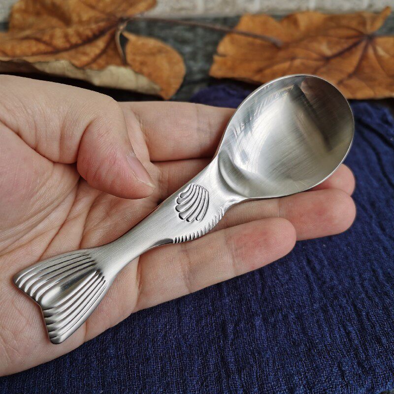 年年有鱼 18/10不锈钢儿童吃饭勺子 便携短柄勺  调羹汤匙主餐勺