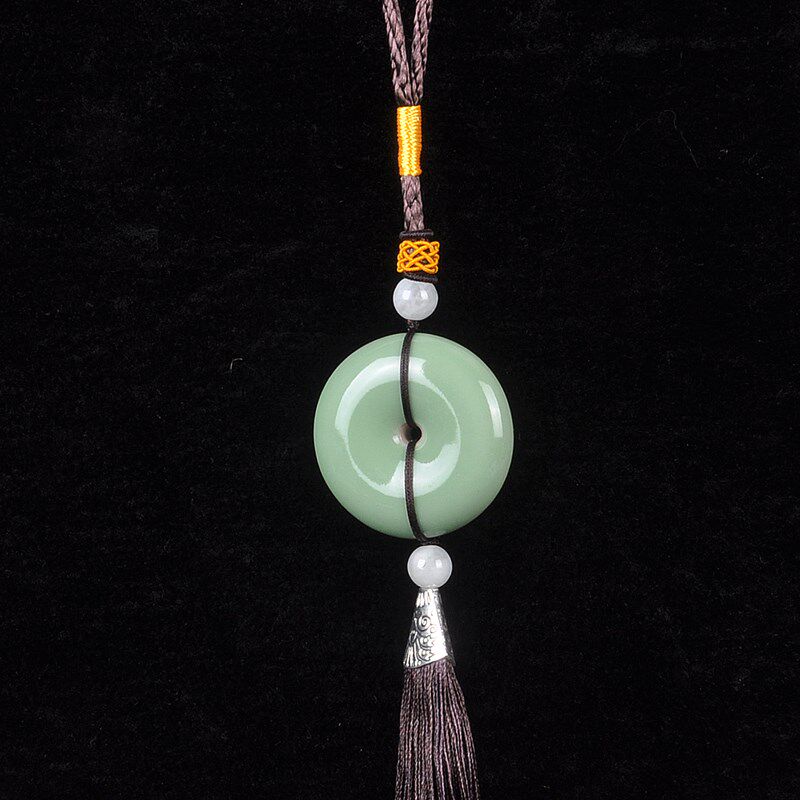 青瓷汽车内饰品挂件摆件出入保平安扣车载挂饰后视镜陶瓷吊坠剑穗