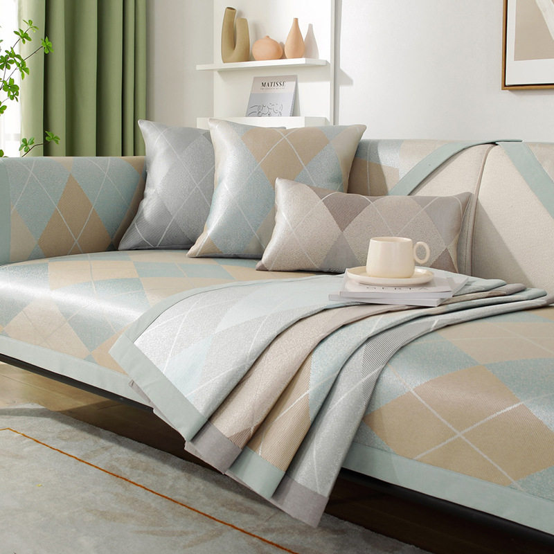 夏季可水洗冰丝沙发垫子罩套巾凉席垫坐垫夏天款布艺定做防滑凉垫