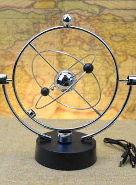 USB插电简约实用的混沌摆永动仪创意礼品办公桌面装饰品减压摆件