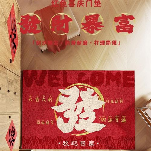 丝圈入户门地垫耐磨防滑除泥蹭土进门垫子定制可裁剪玄关喜庆地毯