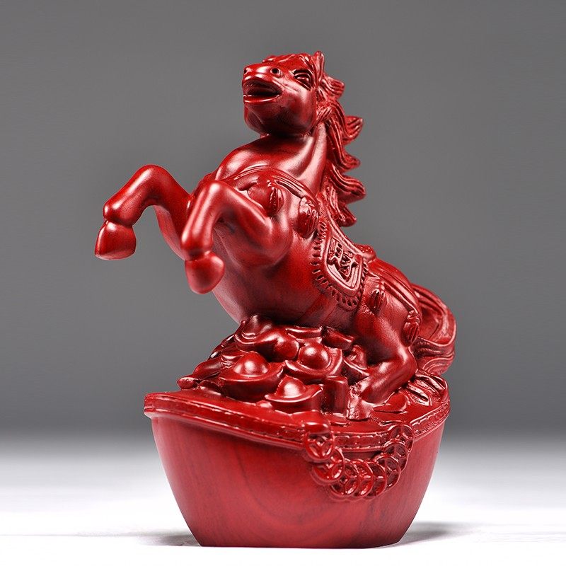 红花梨木雕马摆件实木质马到成功家居客厅办公桌面摆设红木工艺品