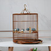 靛颏紫竹抽屉鸟笼红子贝子绣眼加高黄鸟柳莺手工老竹鸟笼全套配件