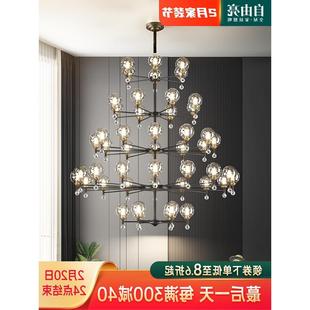 大吊灯复式 楼中楼灯具 楼大水晶挑空现代简约大气别墅客厅新中式