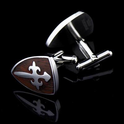 英博 仿红木滴油红色古剑盾牌袖扣男法式袖钉864cufflinks/230100