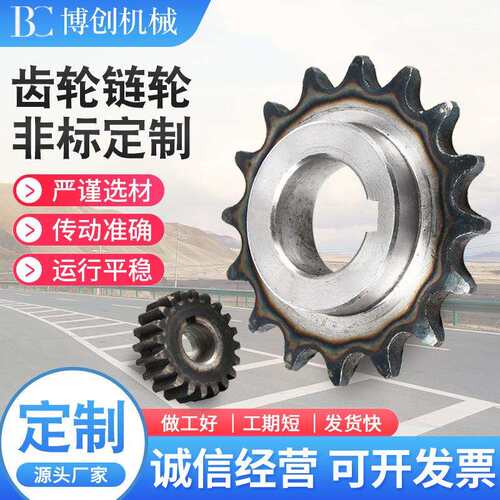 齿轮链轮伞齿轮同步轮单双排45#钢链轮精密传动齿轮非标链轮