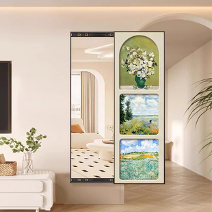 入户进门法式玄关穿衣镜衣帽间推拉隐身镜子画客厅全身镜暗装壁画