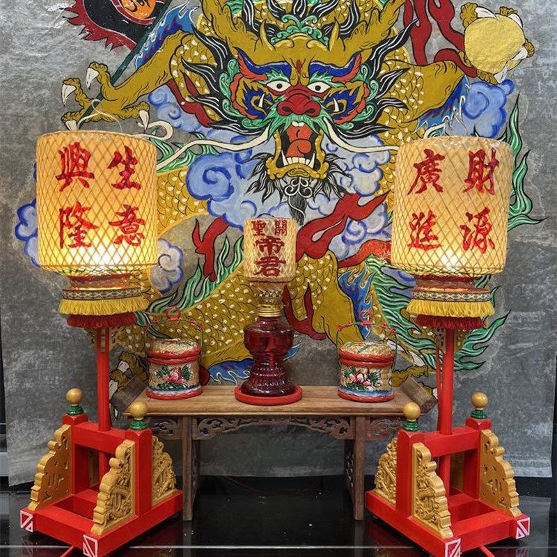 潮汕小高照灯笼传统竹编油纸摆件供神佛龛创意工艺品中式复古手工
