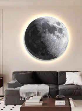LED氛围灯月球圆形装饰画高级感玄关走廊过道壁灯客厅灯光画挂画